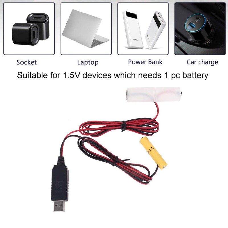 USB Powered Convert to 1.5V Dual AA AAA Battery Eliminator Can Replace 1pc LR6 AA LR03 AAA Battery Elimination Cable