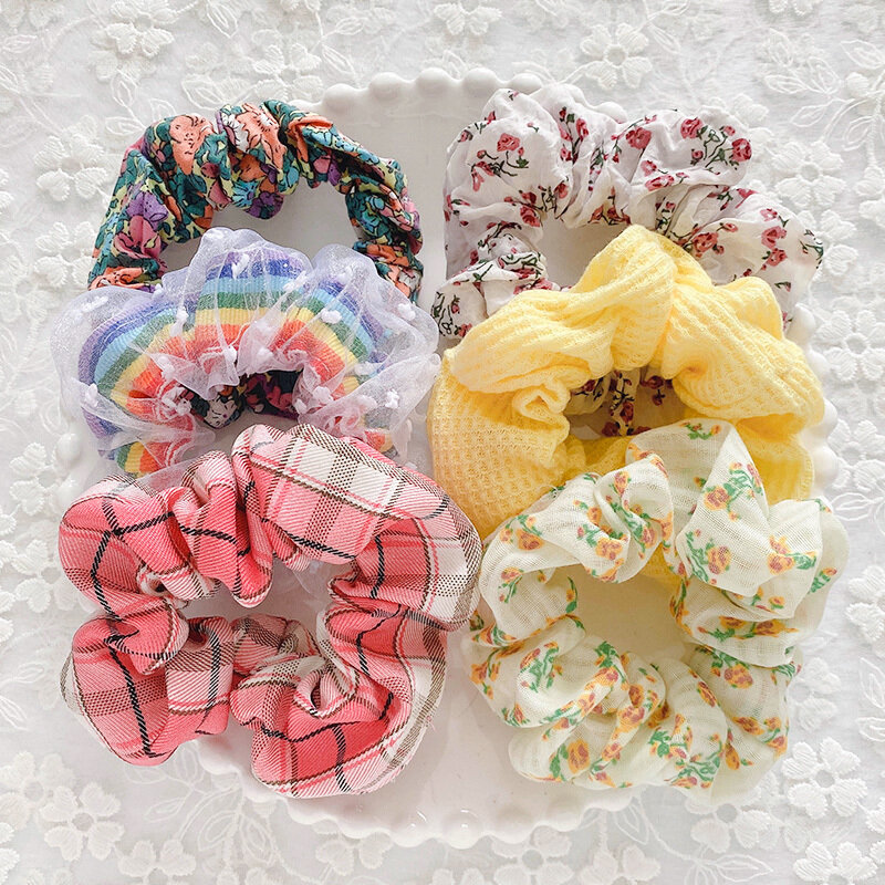 JK Floral Scrunchies Ponytail Hair Tie Accessories