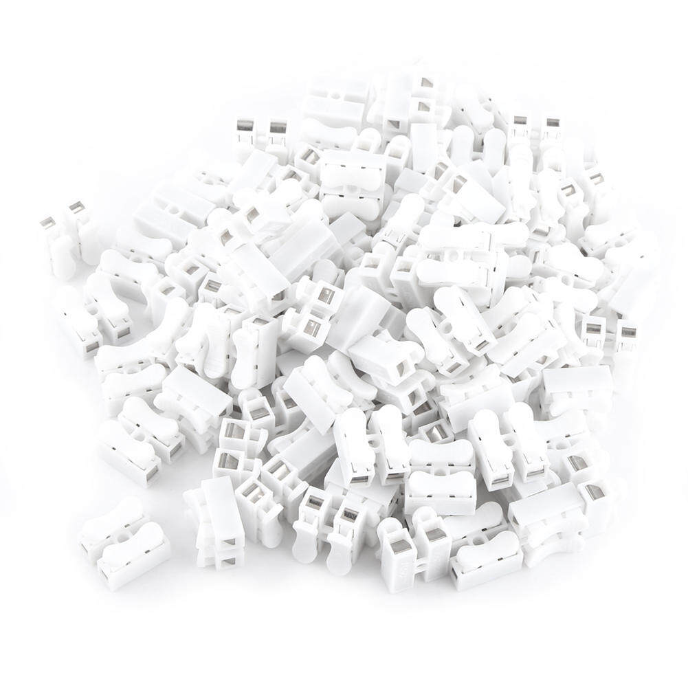 100pcs 10A Quick Terminal 220V 2 Pin Push Quick Wire Cable Connector White Wiring Terminal