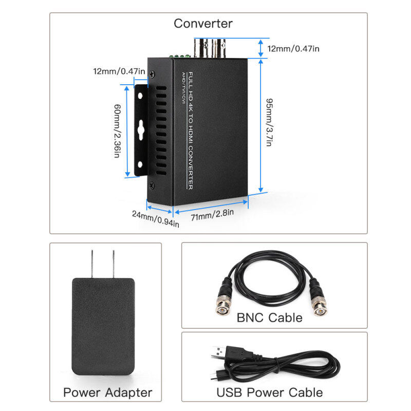 TVI CVI AHD To HDMI Converter Adapter Full HD 4K 720P 1080P 3MP 4MP 5MP 8MP BNC To HDMI Video