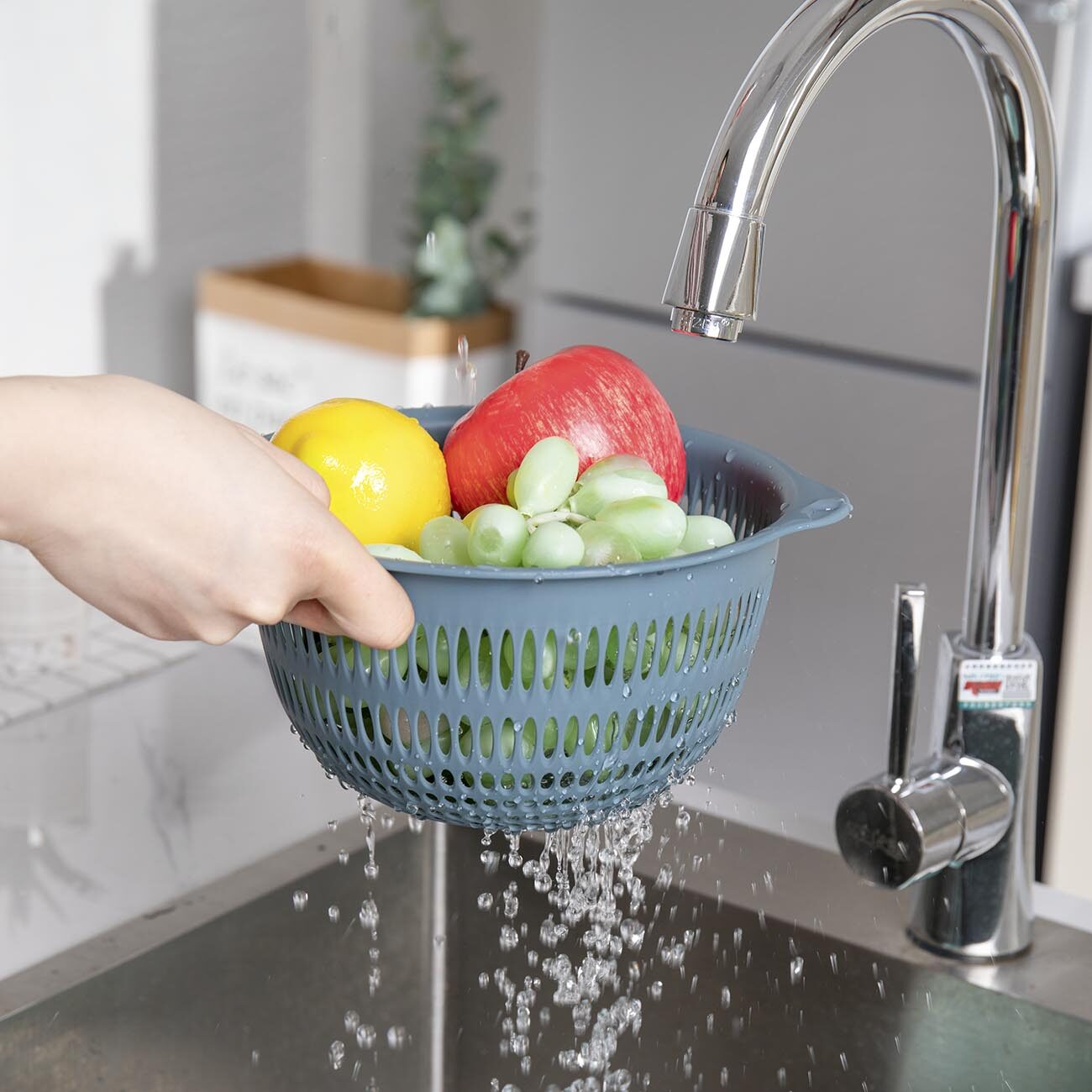 CNMF Double-layer Hollow Vegetable Washing Basket Vegetable Drain Sieve Kitchen Fruit Storage Basket Drain Basket