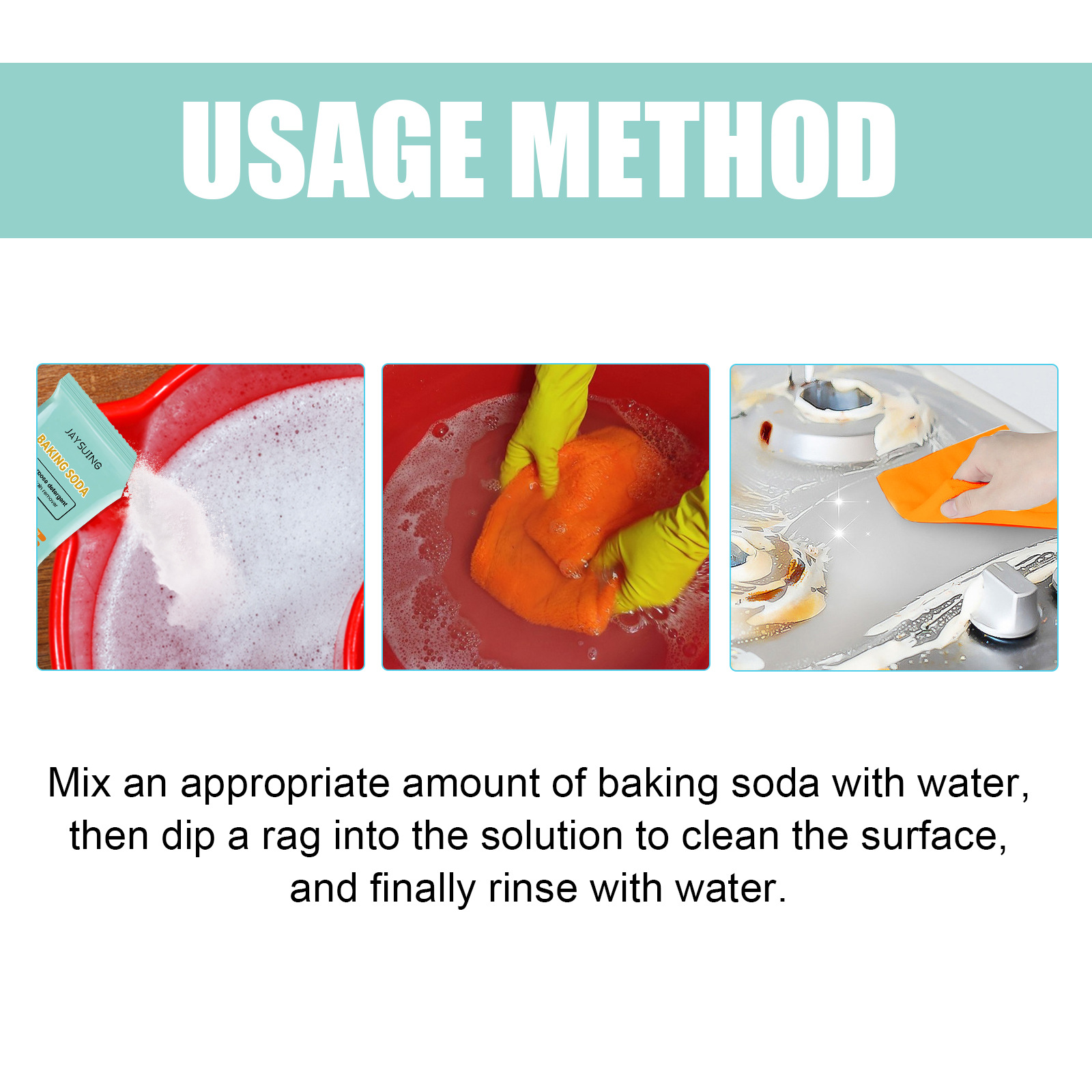 Jaysuing Sodium Bicarbonate Baking Soda Multi-functional Decontamination Cleaning Powder Decontamination White Powder White Soda Multi-Purpose Strong Decontamination Baking Soda Household Kitchen Effectively Daily Cleaning Deodorization Soda