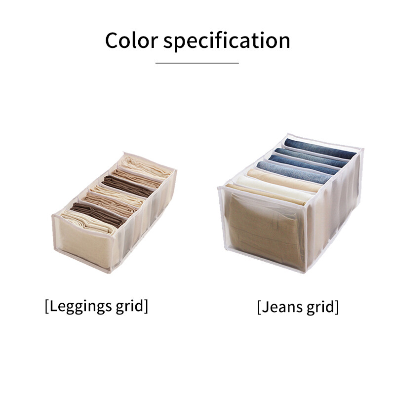Loozykit Portable And Space Saving  7 Grids Jeans Storage Box Jeans Large Size Grid Storage Foldable Drawer Organizer Clothes Drawer Mesh Storage Bag Drawer Divider for Underwear, Bra, Socks, Panties