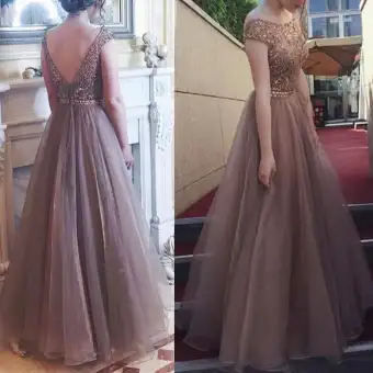 Beautyer Women Backless Sleeveless Chiffon Fluffy Gown Wedding