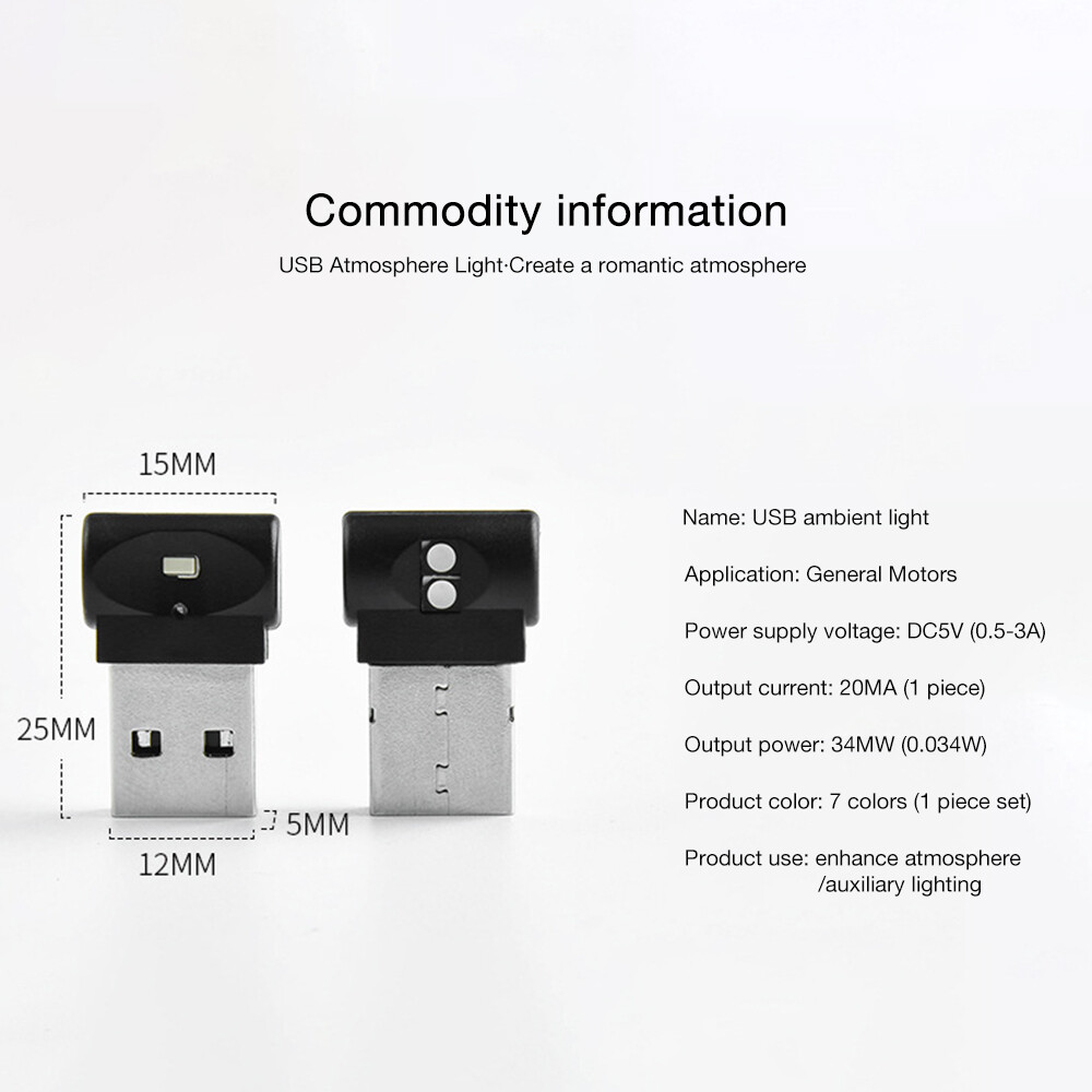 EKLEVA Đèn LED Xe Hơi Mini USB, Đèn Tạo Không Khí Nội Thất Ô Tô Đèn Trang Trí, Đèn Khẩn Cấp Đèn Tự Động Nhiều Màu Cho PC Phụ Kiện Xe Hơi