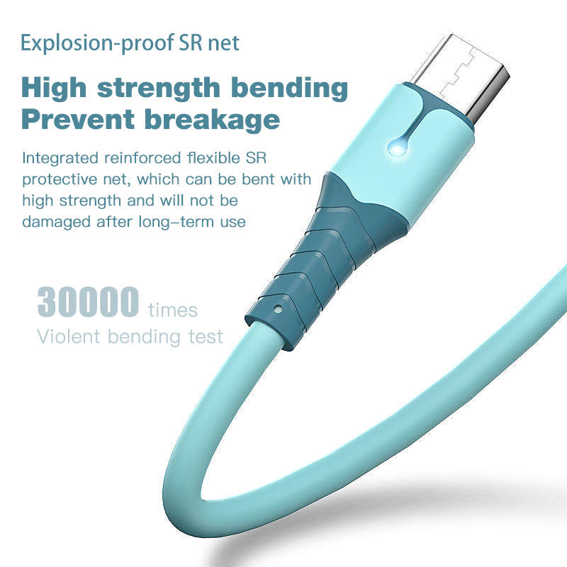 TOPZERO Cáp USB Sạc Nhanh Cáp Usb C Silicon Lỏng Nhẹ Thở Cáp Sạc Nhanh Micro USB Để Chiếu Sáng iPhone 12 Pro Max Samsung S20 Huawei P40 P30 OPPO Vivo Xiaomi