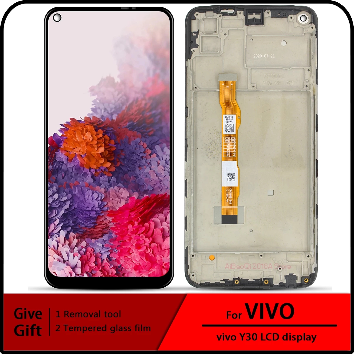 LCD cho Vivo y30 1938 (2020)/y30i Màn hình hiển thị Bộ lắp ráp Bộ số hóa cảm ứng thay thế bằng công cụ + Kính cường lực + Keo
