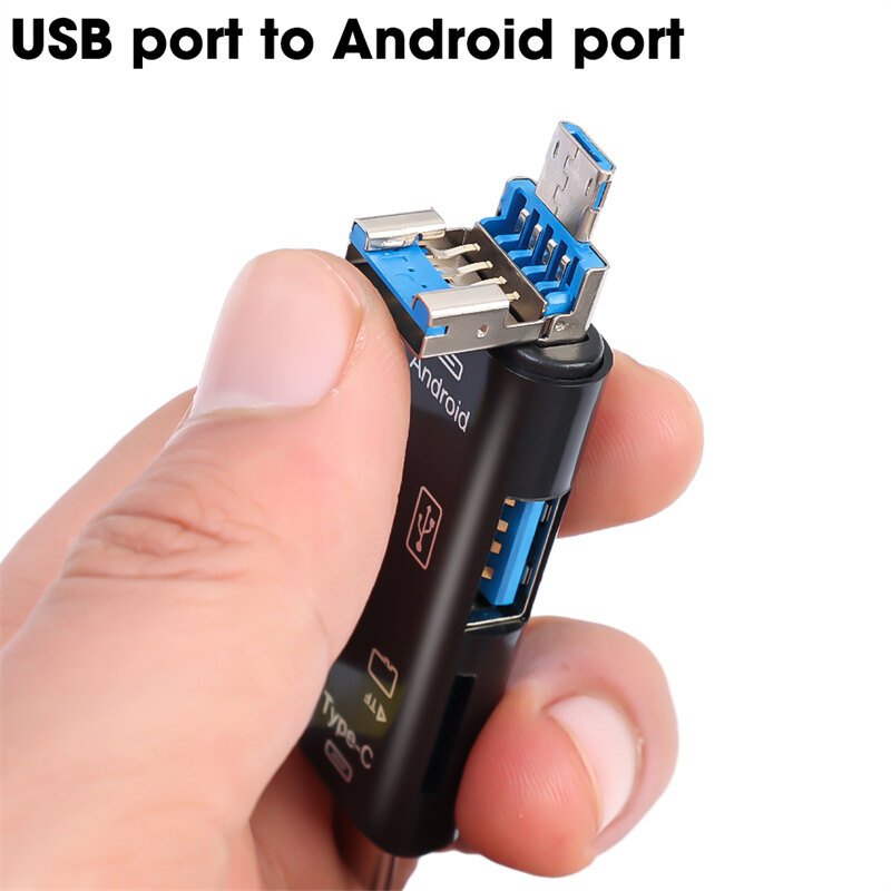 5 trong 1 USB đa chức năng 2.0 Loại C USB /Micro USB TF SD Đầu đọc thẻ nhớ Bộ chuyển đổi đầu đọc thẻ OTG Phụ kiện điện thoại di động