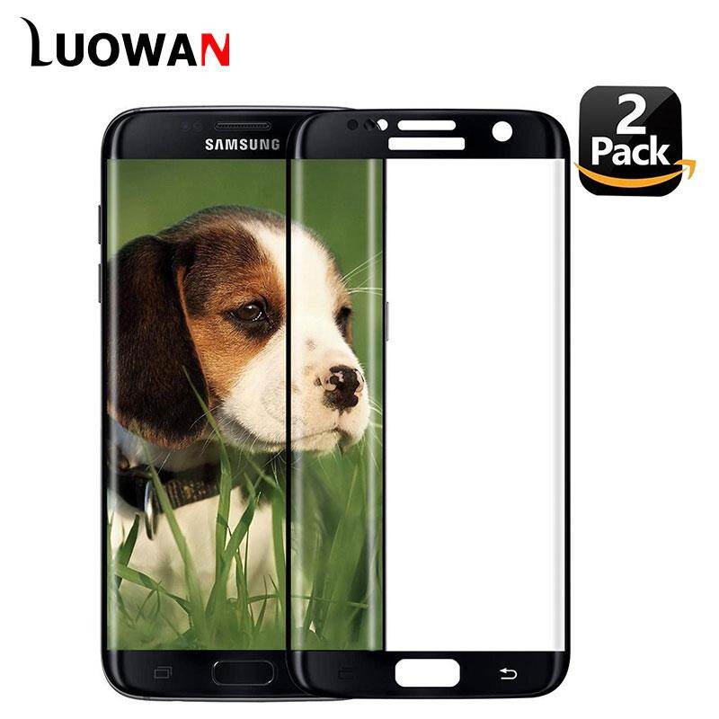 [2 pack] For Samsung Galaxy S7 Edge Tempered Glass Screen Protector 3D Curved Electroplate Full Coverage Film-Black