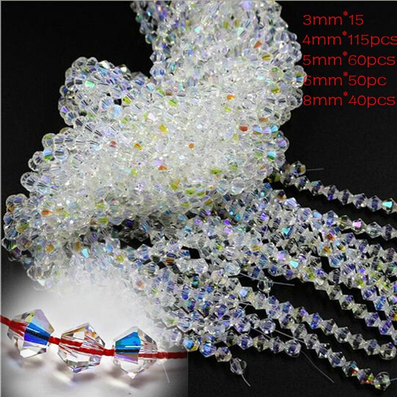 White AB Color Bicone Austria Crystal Beads charm Glass Beads Loose Spacer Bead Jewelry Making