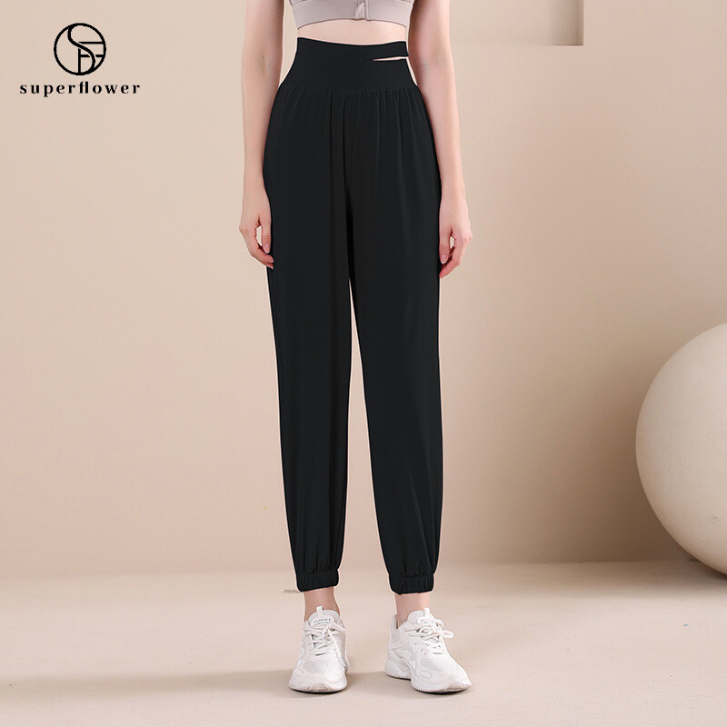 SUPERFLOWER Fiess-Hose für Damen, locker, weites Bein, hohe Taille, zum Laufen, schnell trocknend, Training, lässige Leggings, Sporthose_voghion.com