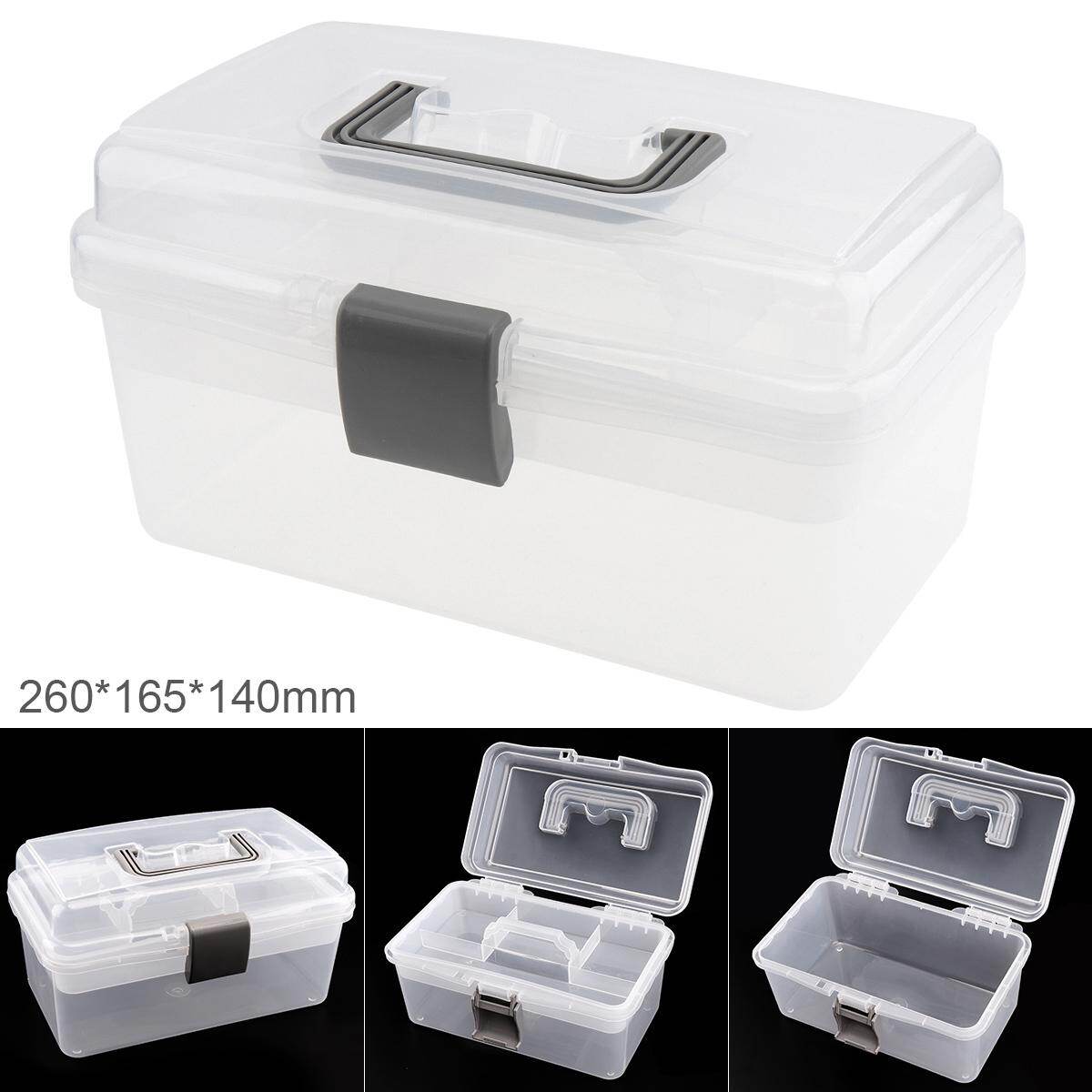 10 Inch Transparent Plastic Multifunctional Double-layer Storage Tool Box for Hardware Accessories