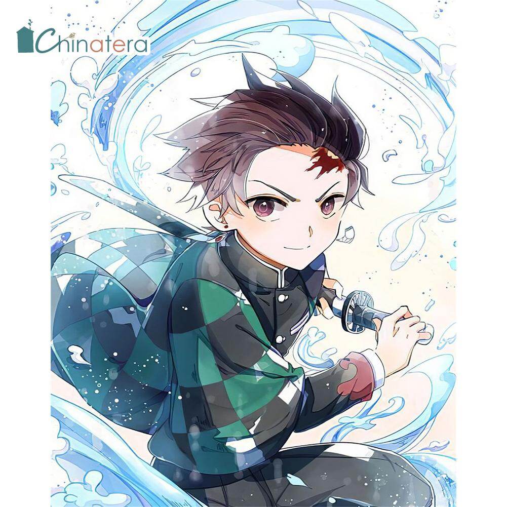 [Chinatera] Demon Slayer Tanjirou 5D DIY Full Round Drill Diamond Painting Japanese Anime Character Cross Stitch Mosaic Wall Decor Craft Kit