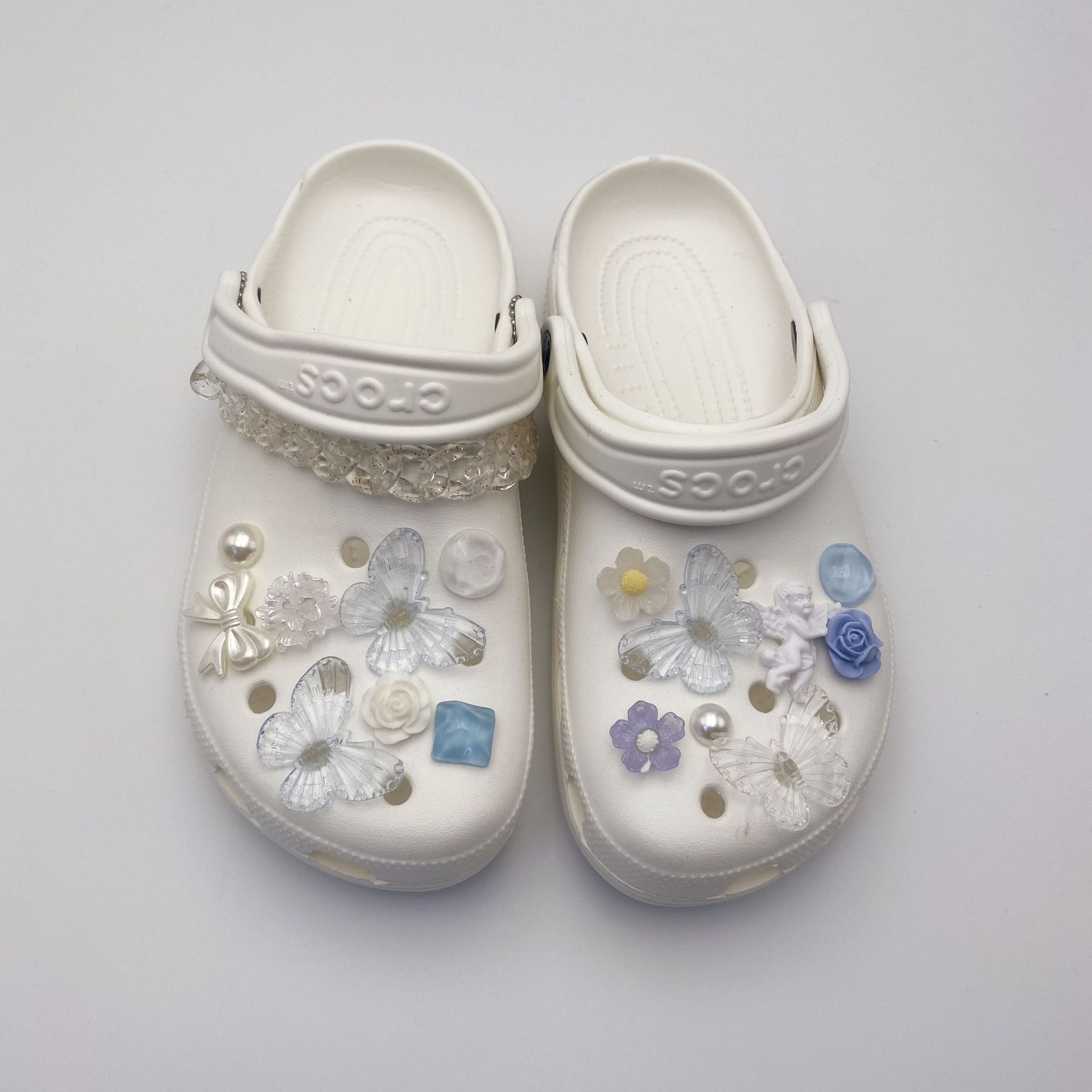 Crocs Jibbitz Charms Shoes DIY Accessories INS Style Blue Transparent Butterfly Detachable Shoe Flower Buckle Clogs Chains for Crocs