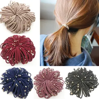1 Girls Thin Hair Accessories Elastic Gold Bead 10pcs Set Hair