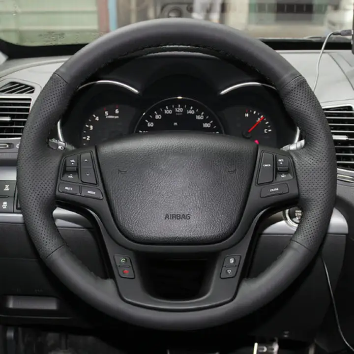 Aosrrun Black Leather Hand Stitched Car Steering Wheel Cover For Kia Sorento 2009 2014 2012 2013 2010 2011 Car Accessories Lazada Singapore