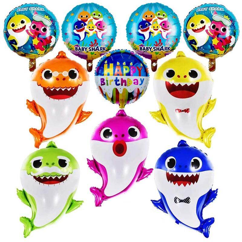 10Pcs Baby Shark Balloon Shark Family Balloon Baby Shark Family Foil