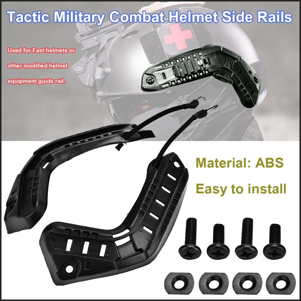 Military Combat Helmet Side Rails Helmet Guide Rail with Lanyard Mounting Screws 