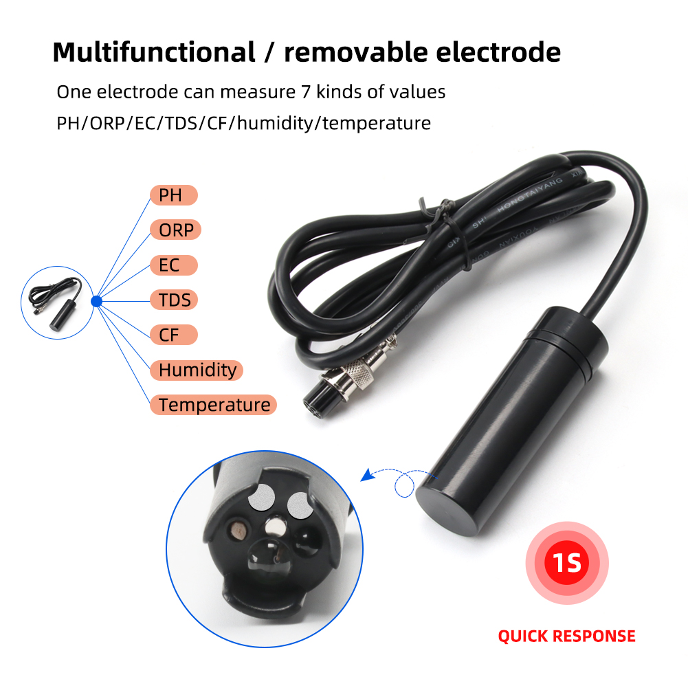 Yieryi 7 in 1 Water Quality tester PH/EC/ORP/TDS/CF/RH/TEMP meter Digital Multi-parameter Aquarium Water Tester for hydroponics