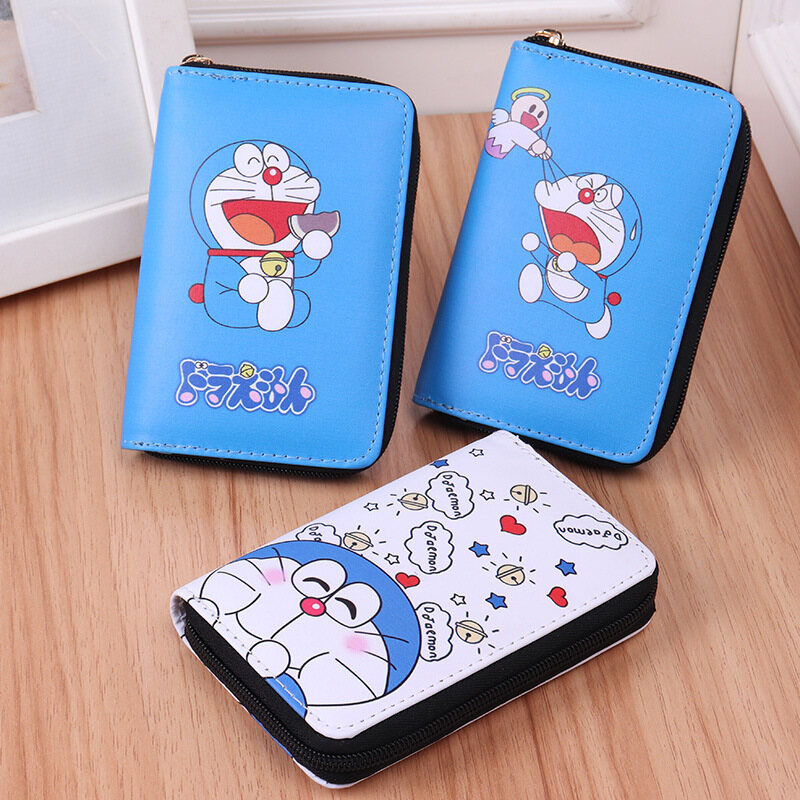 Doraemon Boys Pu Leather Portable Wallets New Korean Version of Cartoon Cute Zipper Short Multi-compartment Student Coin Purse Kids Purse Fashion Personality