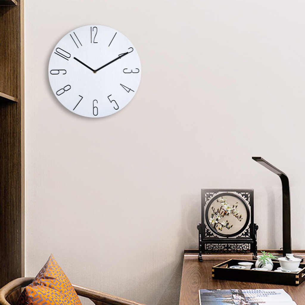 Blesiya 12'' Wall Clock Quartz Round Wall Clock Silent Wall Clock Battery Operated