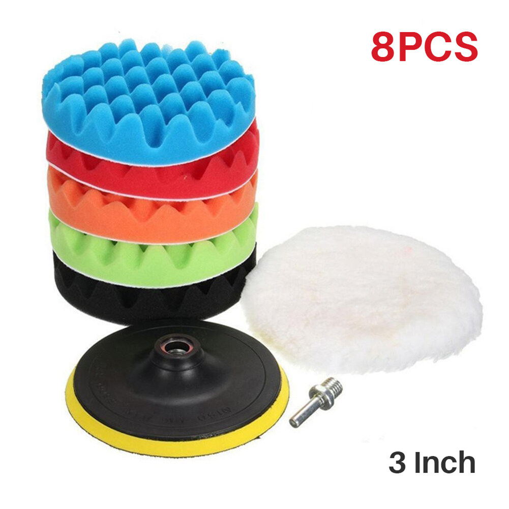 8Pcs 3 inch Buffing Pad Set Wave Sponge Polishing Pad Kit For Car ...