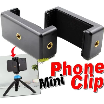 Phone Clamp Quick Release Clip Tripod Mount with 1/4 inch Screw Hole for Handphone Smartphone klip fon black hitam