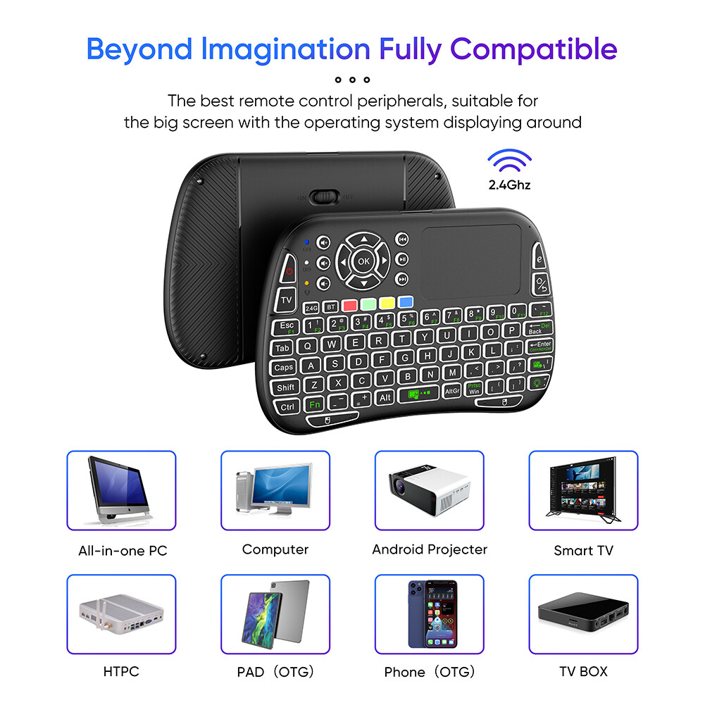 RGB Backlight Mini Wireless Keyboard With USB Receiver Keyboard for Mac OS Linux