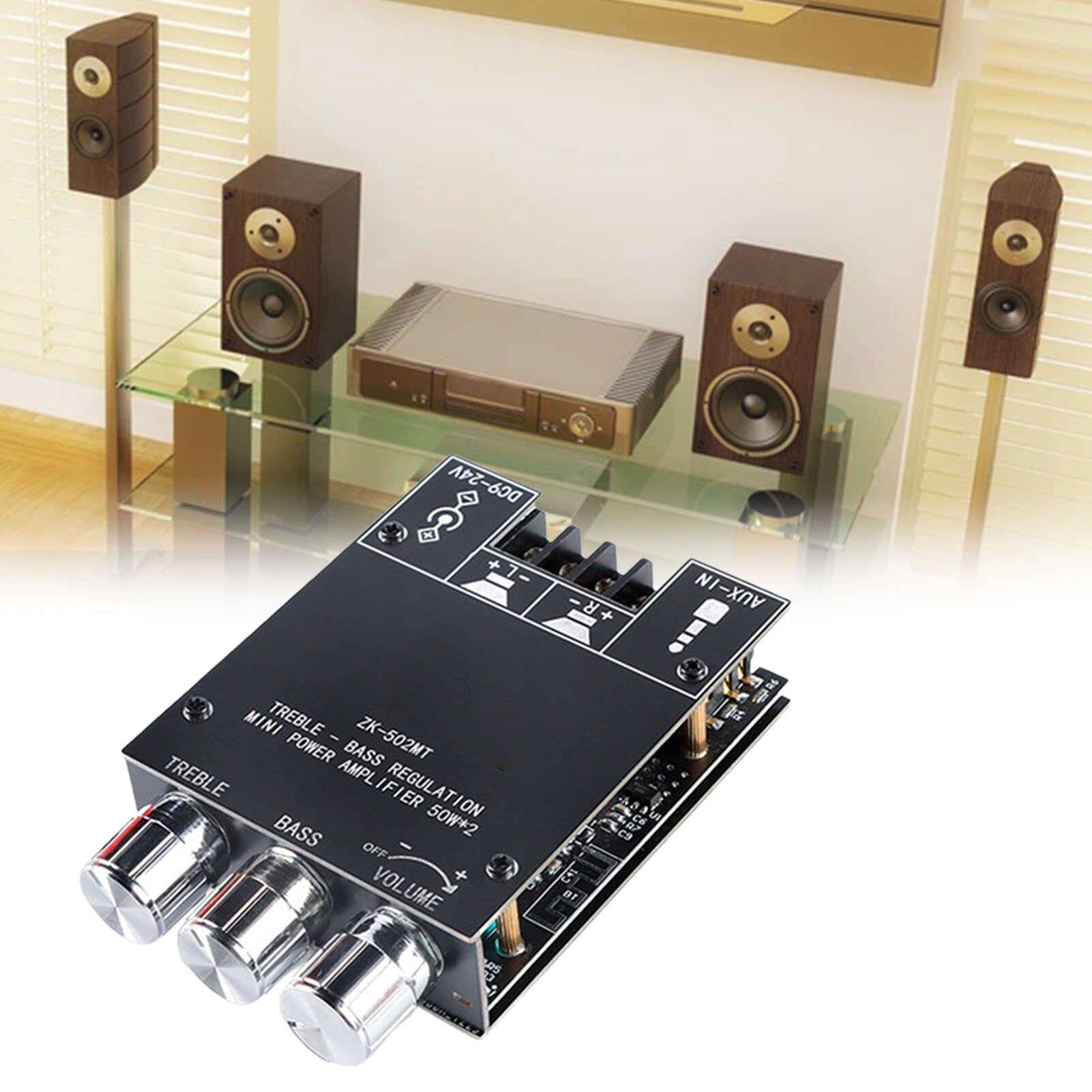 Tanjiaxun Digital Power Amplifier Bluetooth-Compatible 5.0 5-24V Treble Bass Subwoofer 2X50W Audio Stereo Amplifier