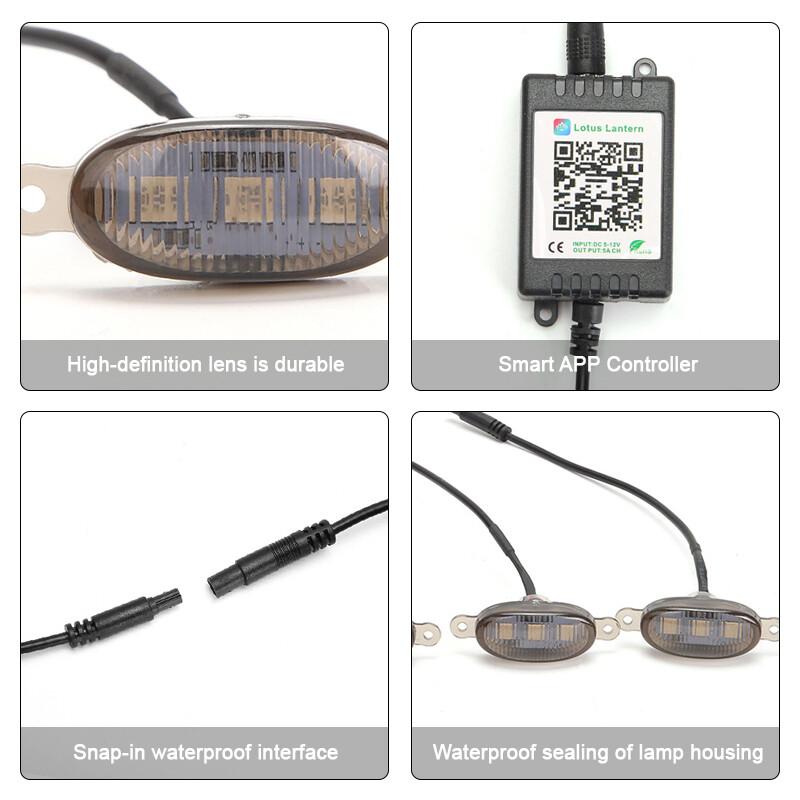 1 Set Car Front Grid LED Light APP Control Multi-color Multi-mode Grid Lights For All Vehicles