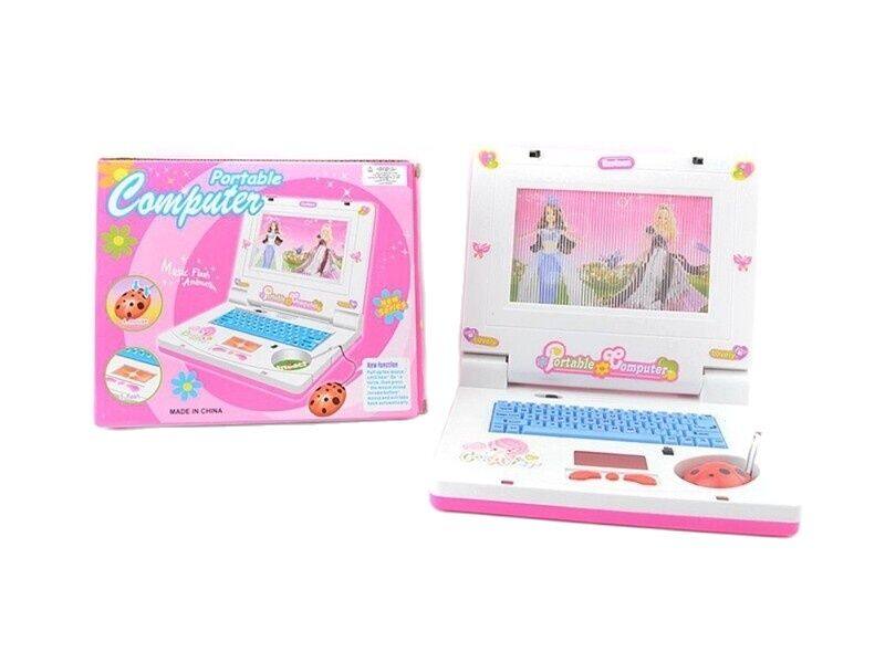HYG Children's Computer Mini Sound and Light Early Learning Machine Cartoon Animal Mouse Light Music Computer Baby Learning Machine PINK and White