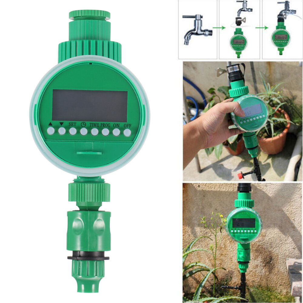 Electronic Automatic Irrigation Controller Watering Control Device LCD Display Automatic Intelligent Electronic Garden Water Timer Rubber Solenoid Valve Irrigation Sprinkler Control Irrigation Timer for Garden Adjustable Mode Spraying Garden Irrigation