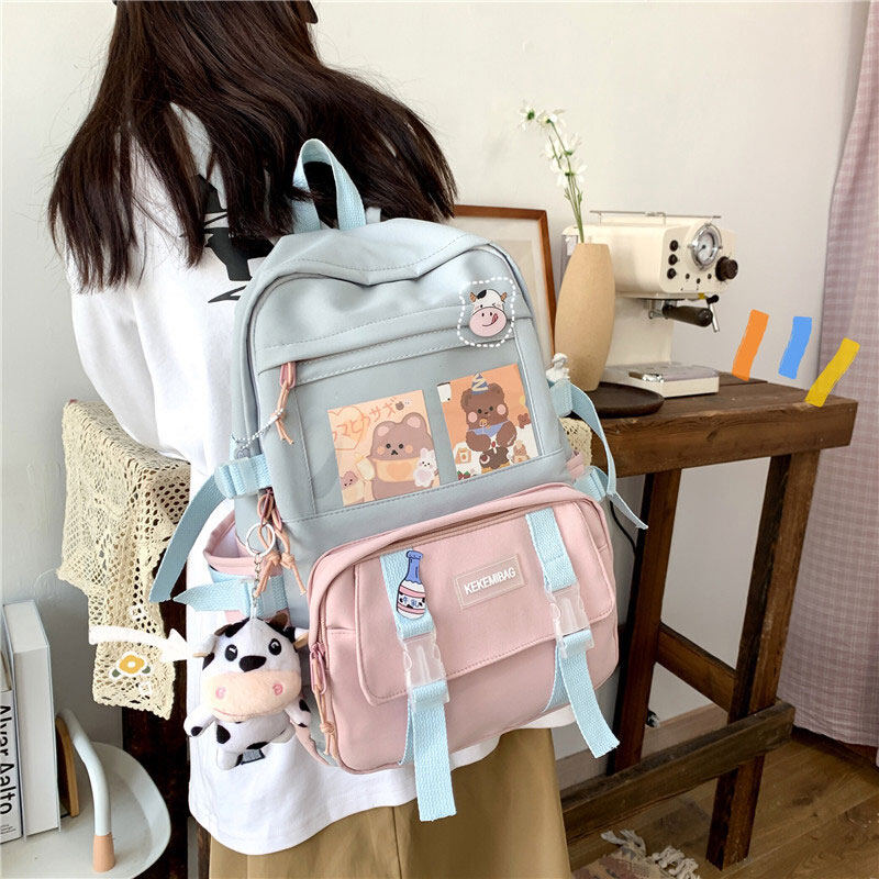 Johnn New contrast color backpack college student backpack large capacity middle school student schoolbag