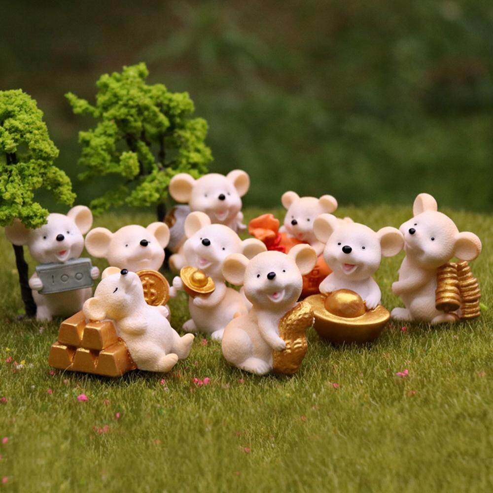 Home Decor Fairy Garden Gold Miniature Mice Animal Model Money Mouse Figurine