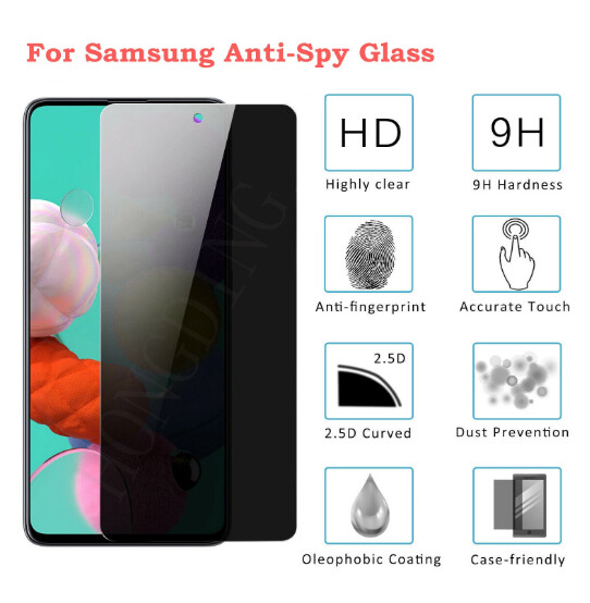 Privacy Tempered Glass For Samsung Galaxy  A55 A35 A25 A15A05S A54 A34 A14 A04E A04S A53 A33 A73 A52S A03S A02S A22 5G A71 A51 A31 A21s Private Screen Protector For Galaxy A20 A70 A30 A50S A11 A01 A10 A12 A32 A42 A72 Privacy Glass