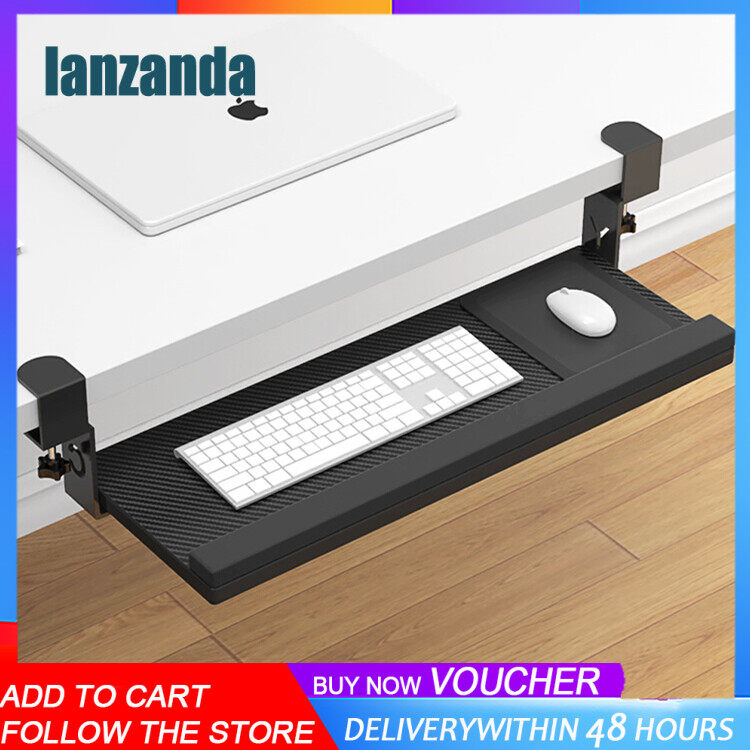 Keyboard Tray. Punch-free drawer under-desk bracket, office computer mouse storage bracket