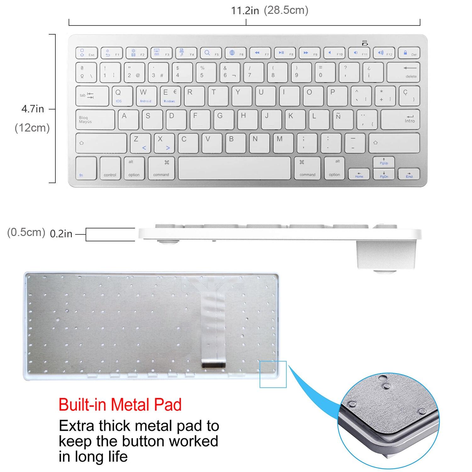 Spanish Teclado Bluetooth Keyboard Wireless Spanish Keyboard For Mac Ipad Ios Windows Smart TV