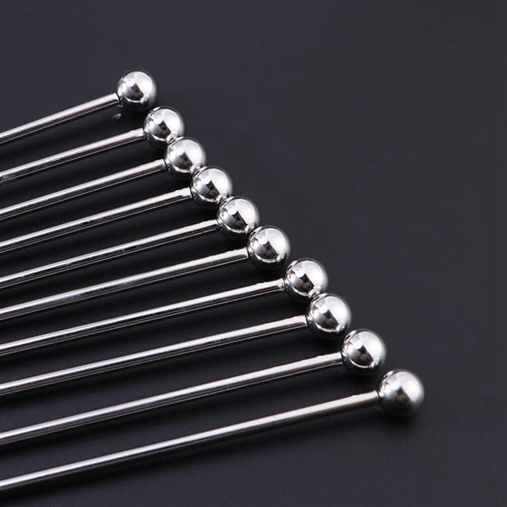 10Pcs Swizzle Sticks Stainless Steel Coffee Cocktail Beverage Drink