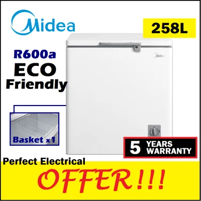 Midea 258L Chest Freezer WD-260WA R600a Eco Friendly Energy Saving Peti Sejuk Beku FREE Basket