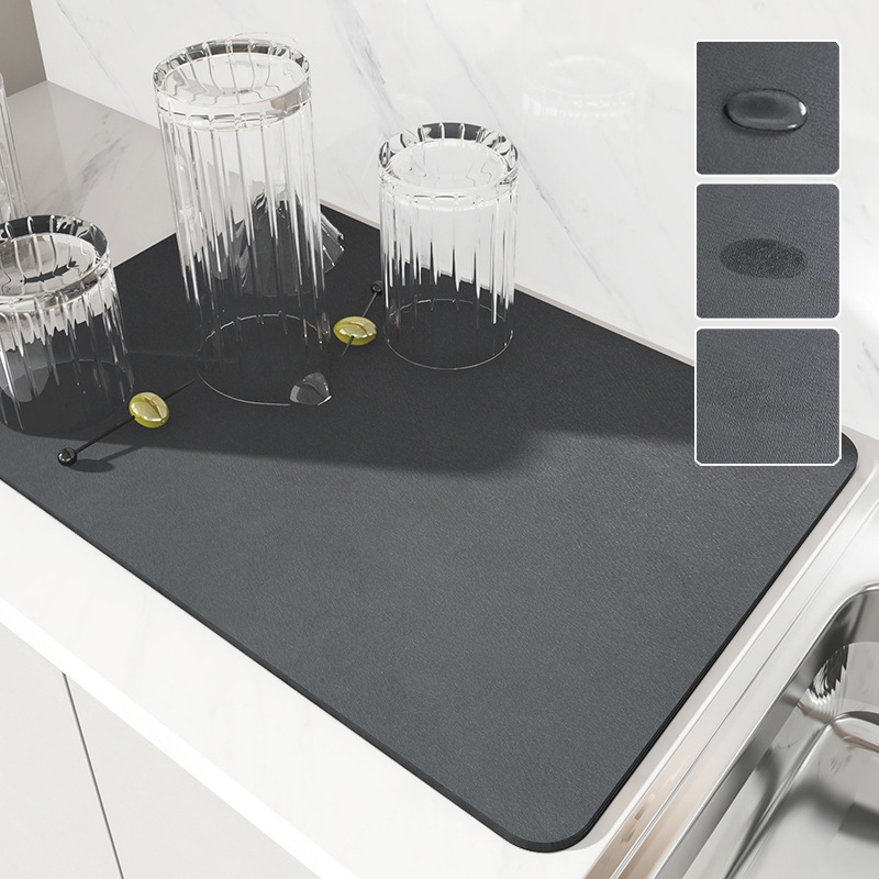 {hot} Drain Pad Rubber Dish Drying Mat Super Absorbent Drainer Mats Tableware Bottle Rugs Kitchen Dinnerware Placemat