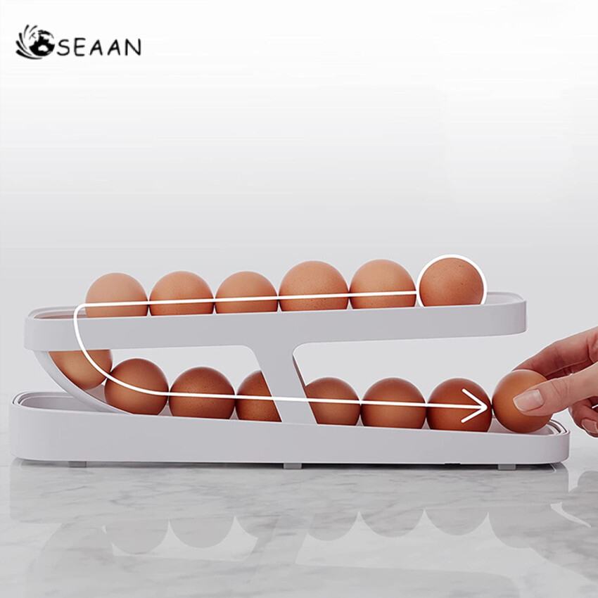 Automatic Eggs Storage Box Plastic Rolling Eggs Holder Basket Container Dispenser Organizer Closet For Fridge Kitchen Egg Tray