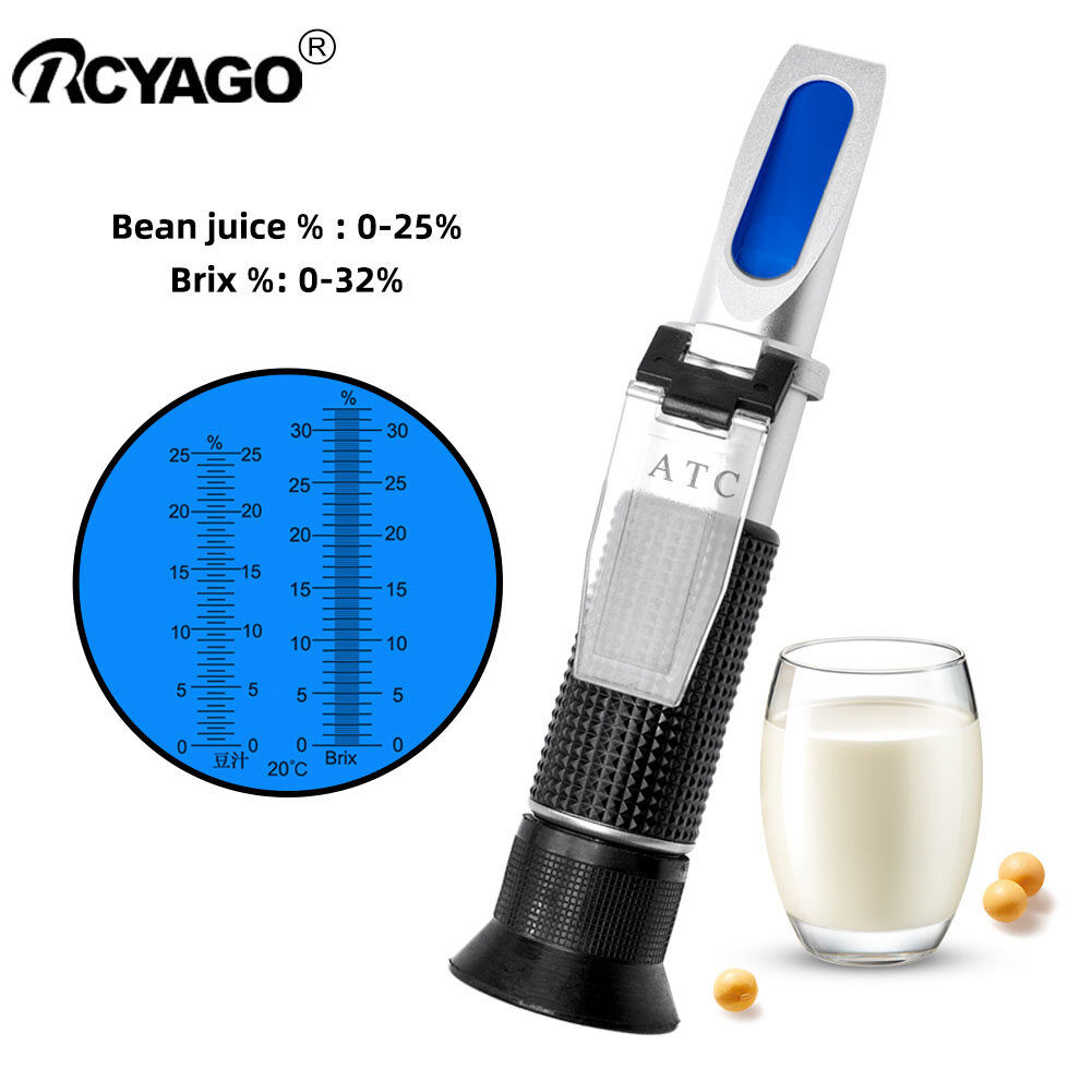 RCYAGO ATC Brix 0-32% Refractometer Sugar Concentration 0-25% Soy Milk Bean Juice Content Meter Liquid Index Tester Measurement Tool
