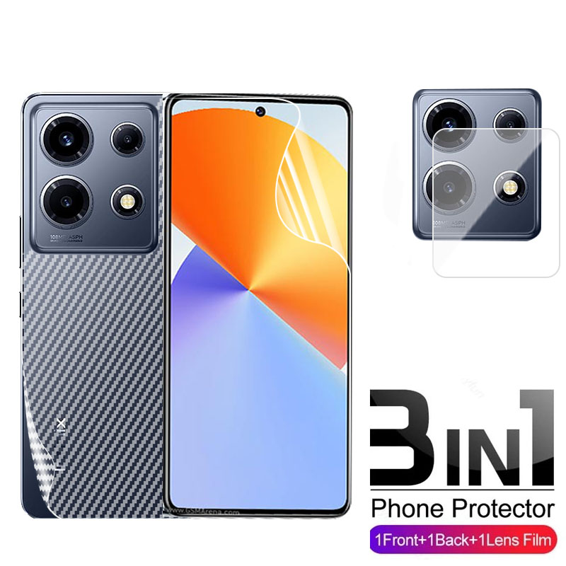 For infinix gt 20 pro gt20pro note 40 pro+ note40 note40proplus note 30 pro zero30 30pro 30i 30vip hot30 40 pro smart8 note30pro note30i zero 30 4g 5g 2023 3 in 1 hydrogel film front back soft screen protector camera back lens protection
