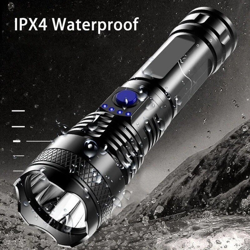Powerful LED Flashlight 3 Modes USB Rechargeable Outdoor Bright Tactical Torch Portable Waterproof Light Self Defense Camping