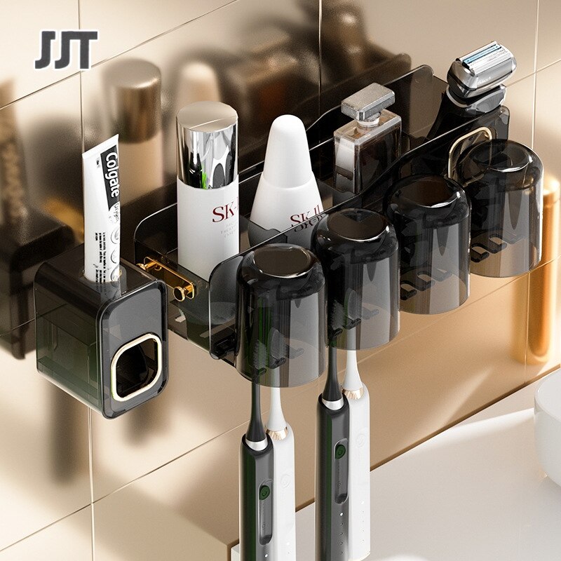 Toothbrush holder bathroom rail bathroom shelf Wall Mounted Toothbrush Holder Toothbrush Holder Multifunction Bathroom Set Toothbrush Holder Free Toothpaste Toothbrush Rack