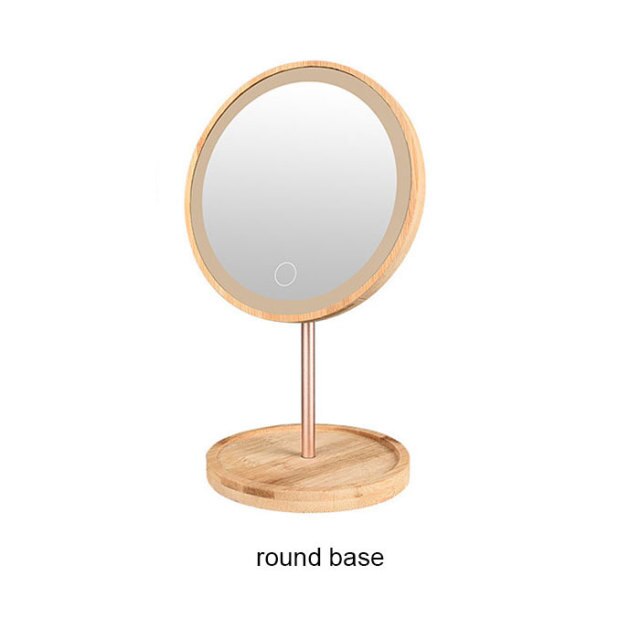 Bamboo Wood USB Chargeable LED Vanity Mirror Lights for Makeup Dressing Table with Touch Sensor 3 Level Brightness Desktop Light
