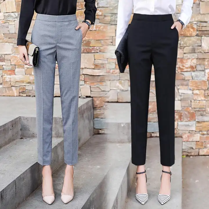 high waisted black suit trousers