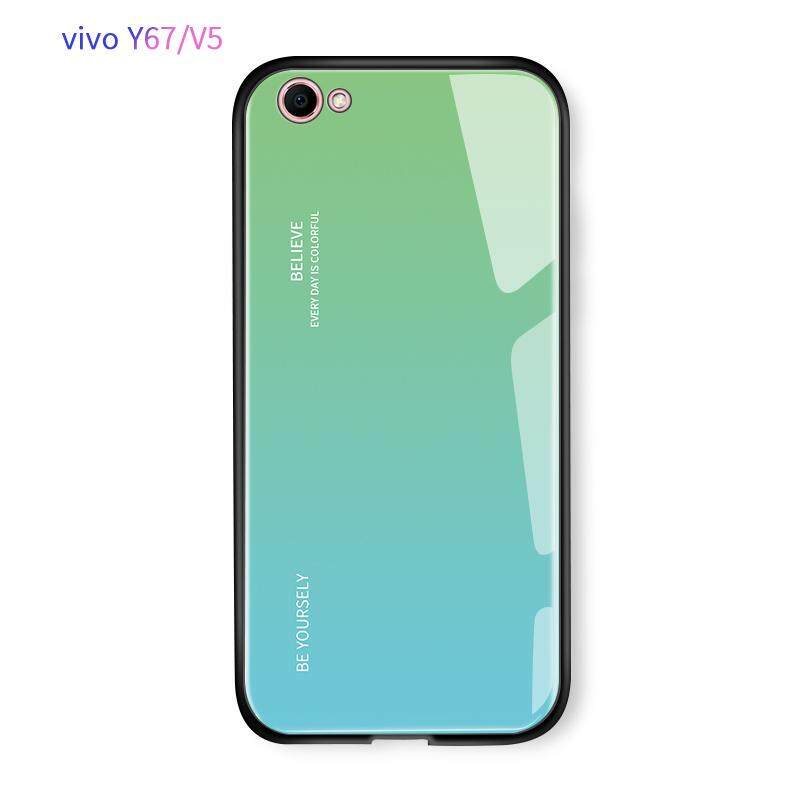Mewah Aurora Rainbow Casing Gradien Seri Case Shockproof Kaca Antigores Penutup Belakang untuk VIVO Y67 V5