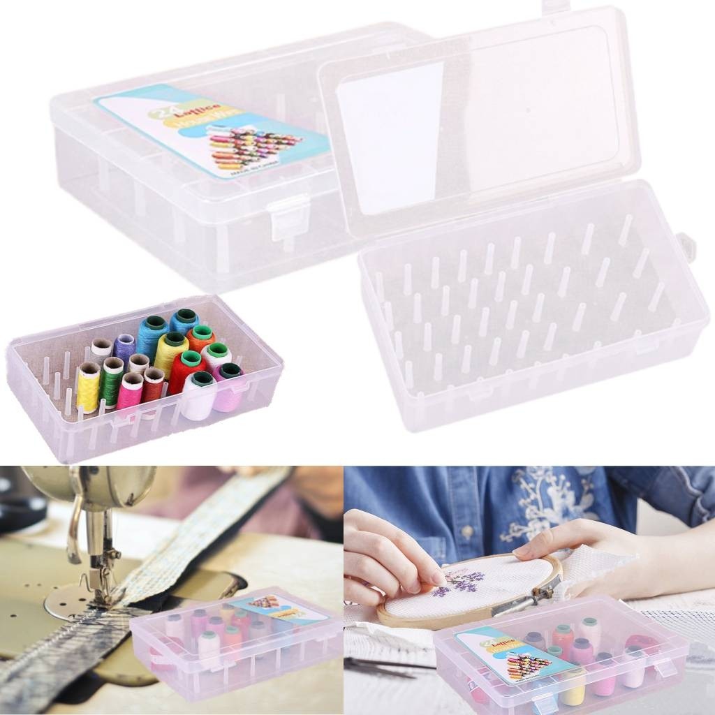 Sewing Thread Storage Box 42 Pieces Spools Bobbin Carrying Case Container Holder Craft Spool Organizing Case Sewing Storage