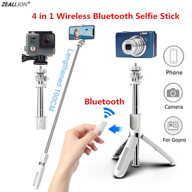 Zeallion Universal Wireless bluetooth Remote Control Selfie Stick Tripod Foldable Tripod Monopods 360° Adjustable Selfie Stand Holder For IOS Android Phones Desktop Tripod Holder